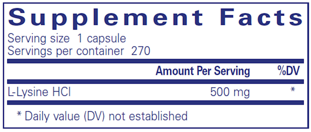 l-Lysine, 270 Capsules , Brand_Pure Encapsulations caps Emersons Form_Capsules Requires Consultation Size_270 Capsules