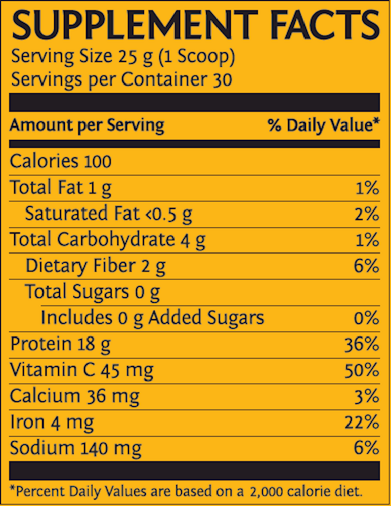Organic Plant-Based Protein, 20 g of Protein, Vanilla Flavor, 1.65 Lb (750 g) Powder , Brand_Sunwarrior Flavor_Vanilla Form_Powder Potency_18 g Size_750 g