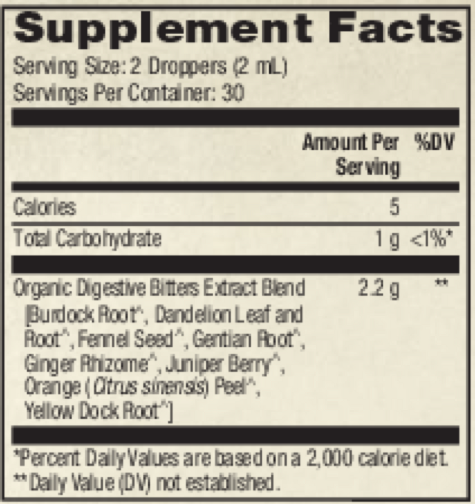Organic Digestive Bitters, 60 mL Liquid