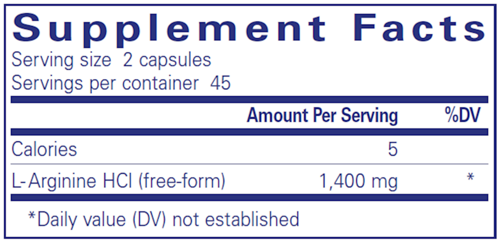 l-Arginine, 90 Capsules , Brand_Pure Encapsulations caps Form_Capsules Not Emersons Size_90 Caps