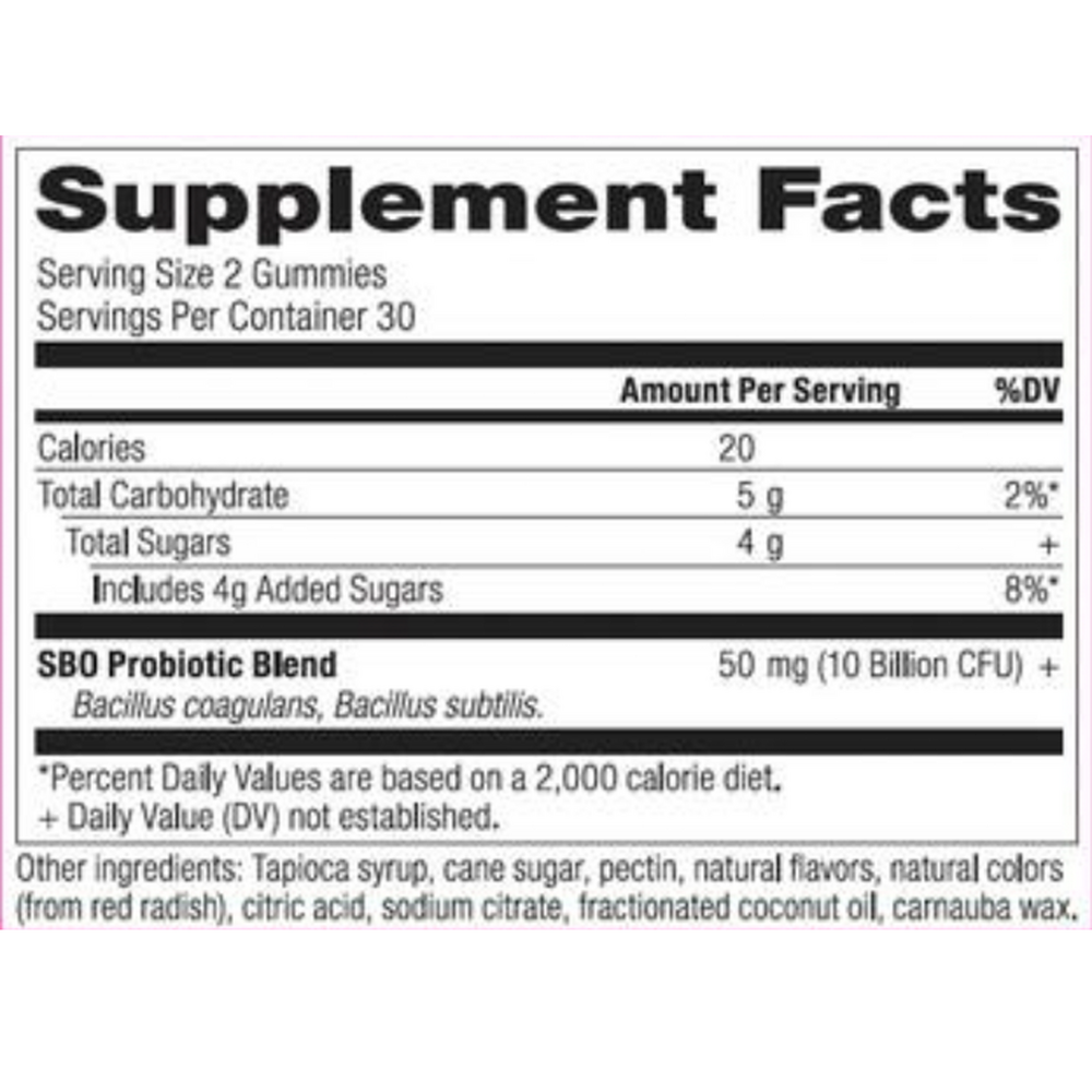 Ancient Nutrition SBO Probiotic Gummies, Berry - supplement facts