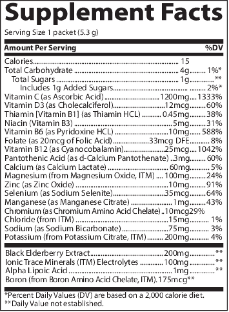 Electrolyte Stamina Power Pak + Immunity - Lemon Berry, 30 Packets