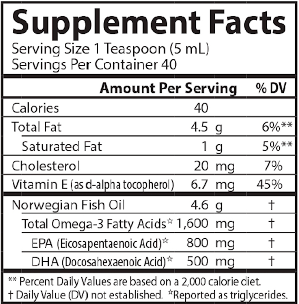 Norwegian The Very Finest Fish Oil, 1600 mg Omega-3s, Lemon Flavor, 6.7 Fl Oz (200 mL) Liquid