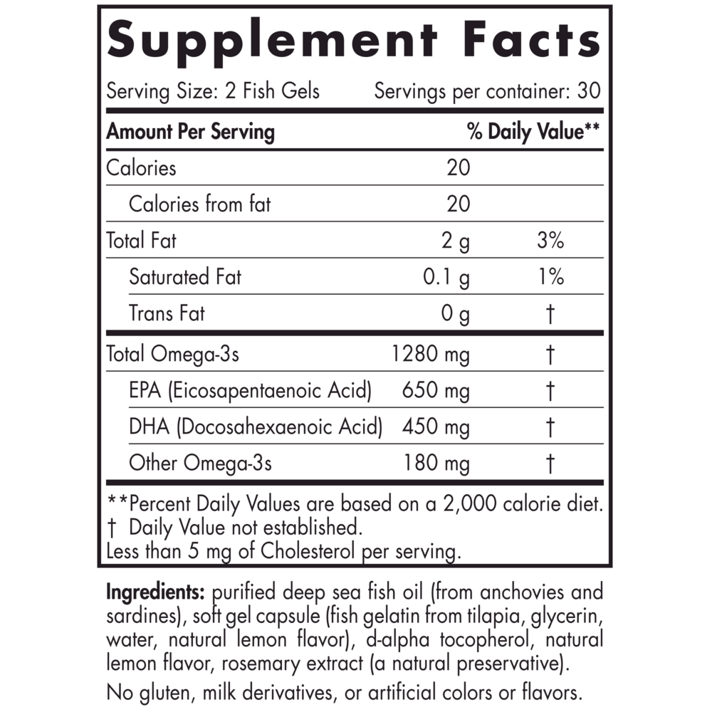 Nordic Naturals ProOmega in Fish Gelatin - supplement facts label