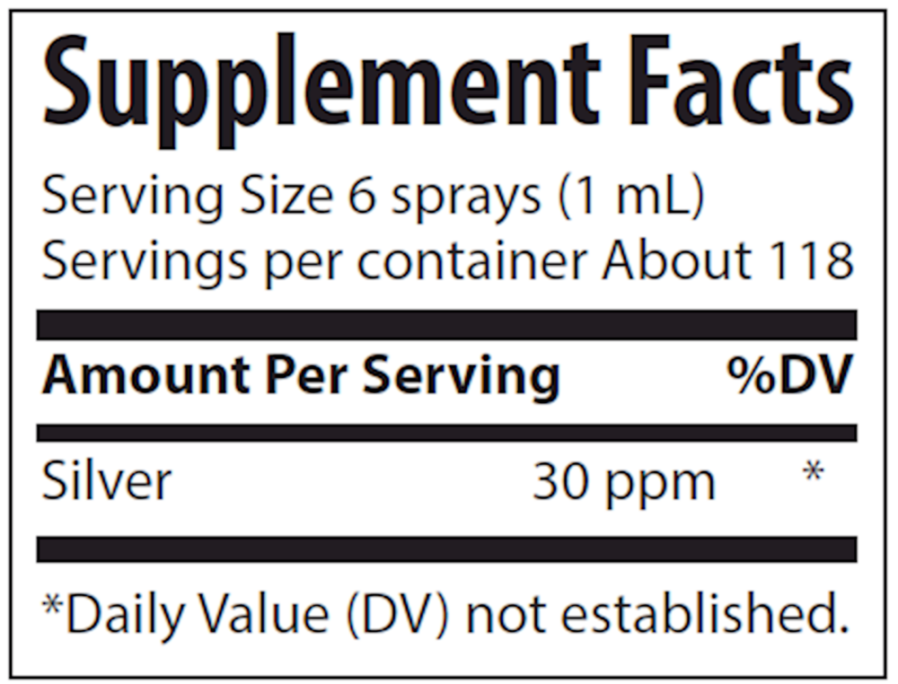 Colloidal Silver Spray 30PPM, 118 mL Liquid