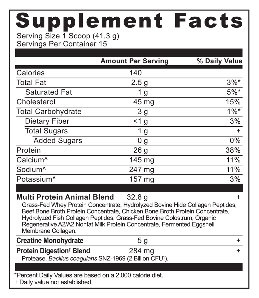 Ancient Nutrition Multi Protein + Creatine - Dark Chocolate - supplement facts
