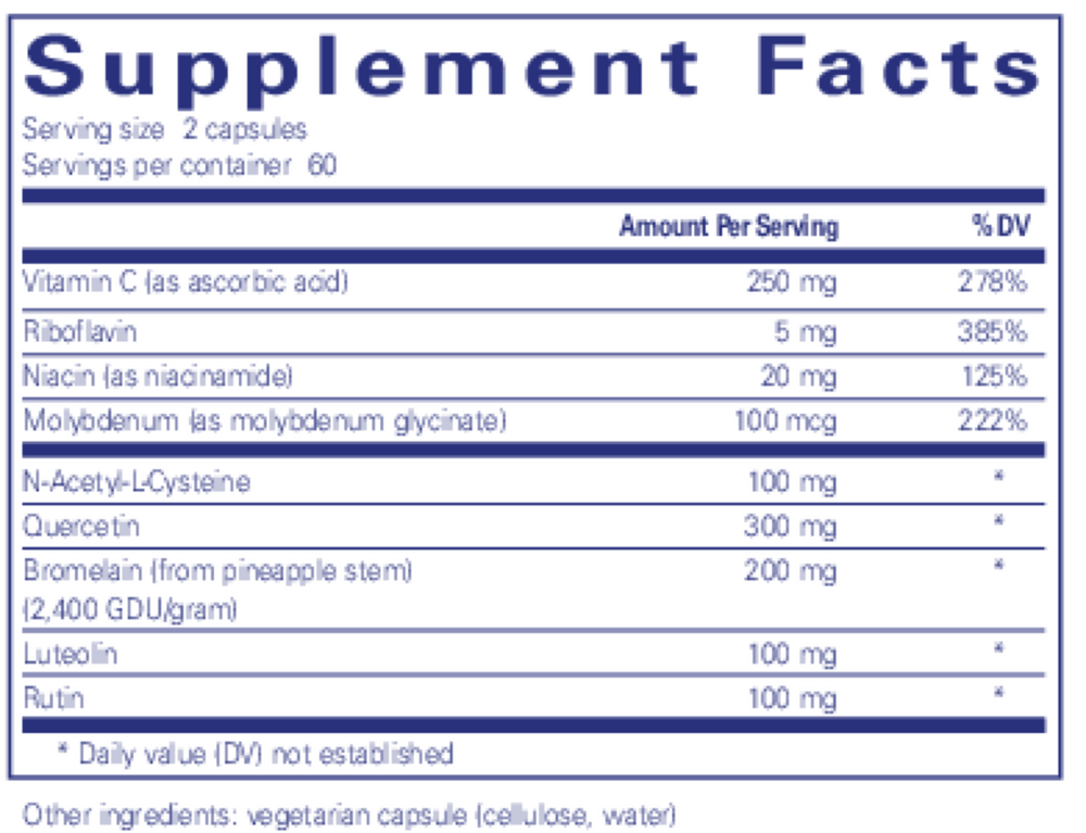 Hist Reset, 120 capsules , Allergy Support caps Histamine Support Immune Support New Product Pure Encapsulations Quercetin