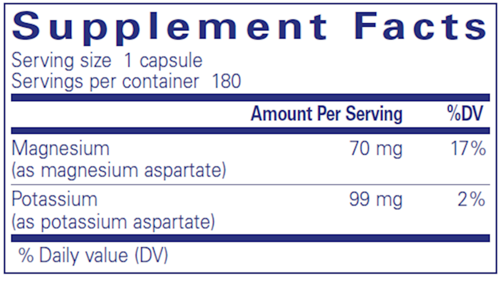 Potassium Magnesium (aspartate), 180 Capsules , Brand_Pure Encapsulations Form_Capsules Requires Consultation Size_180 Capsules