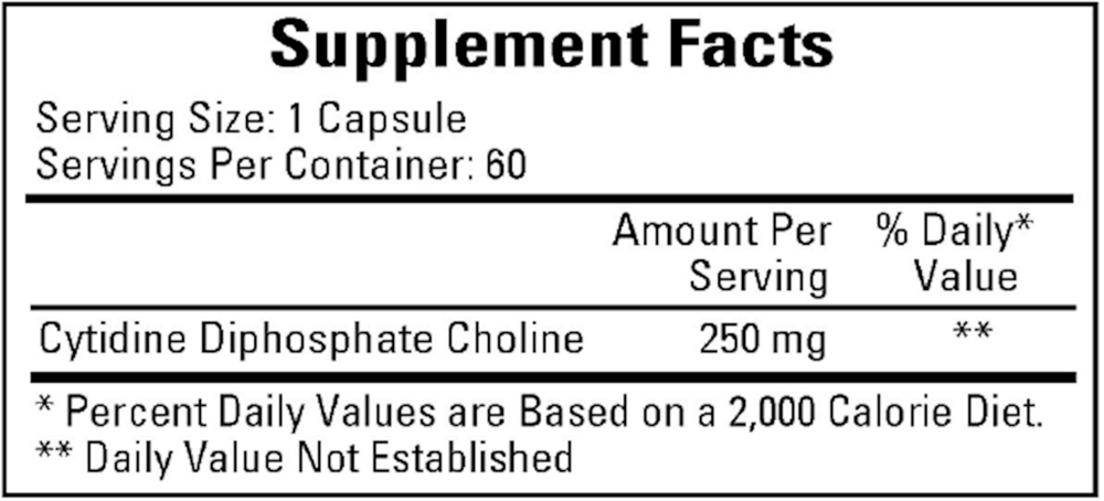 Cytidine Choline/CDP 250mg, 60 Capsules