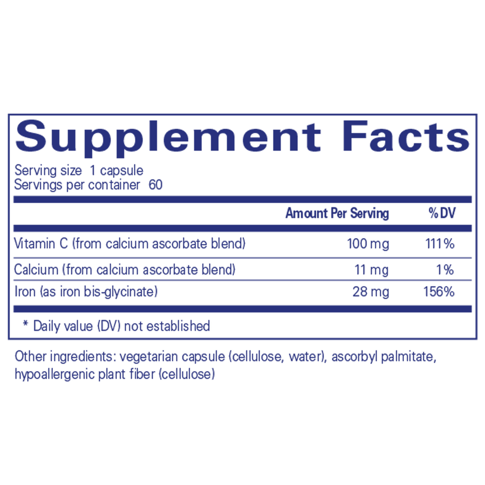 OptiFerin-C, 60 Capsules , Athletic Performance Brand_Pure Encapsulations caps Energy Support Form_Capsules Hypoallergenic Iron Support Not Emersons Requires Consultation Size_60 Caps Size_60 Capsules Vegan
