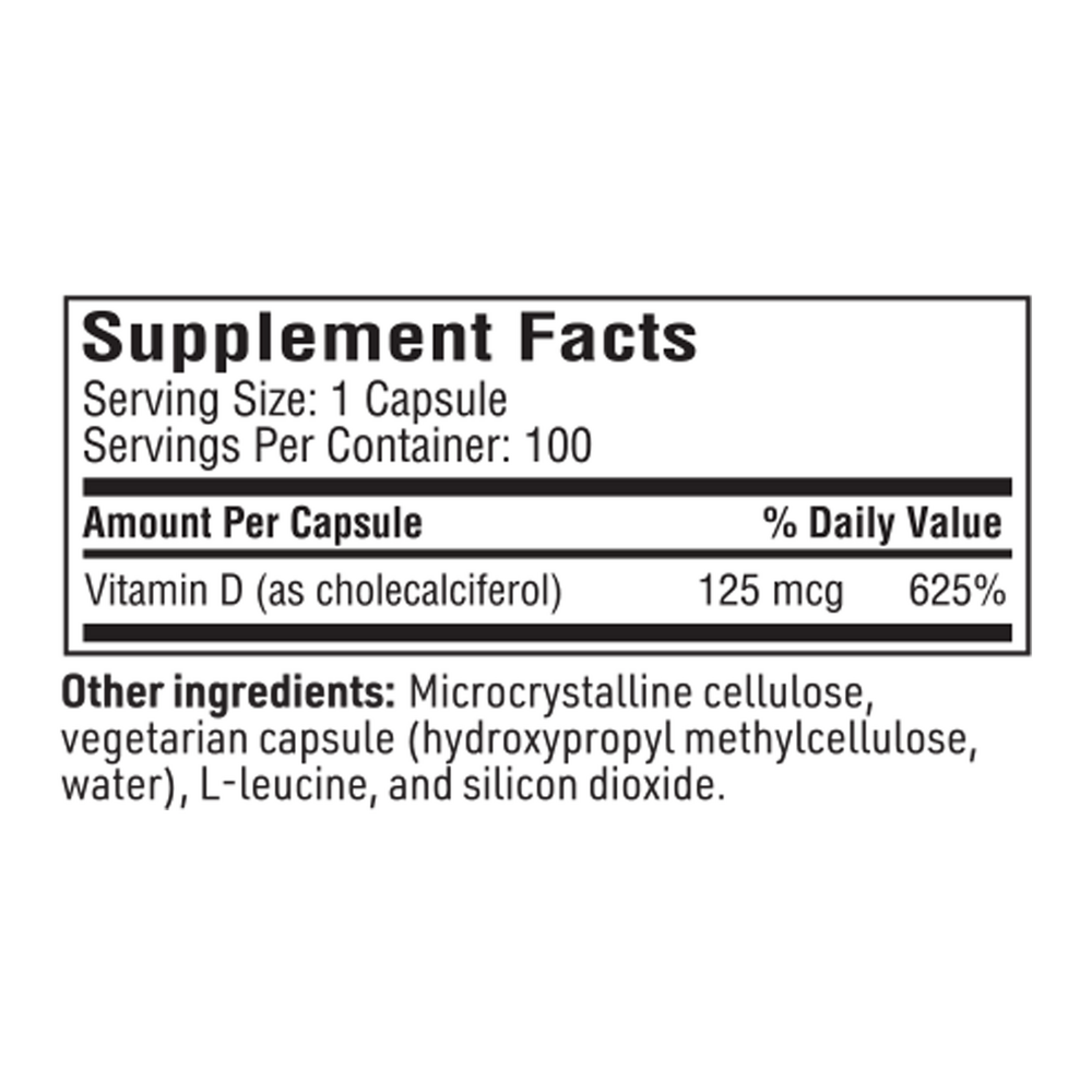 Vitamin D3 5000IU, 100 Capsules