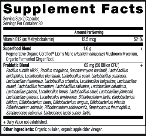 Ancient Nutrition Regenerative Organic Certified Extra Strength Probiotics 50B - supplement facts