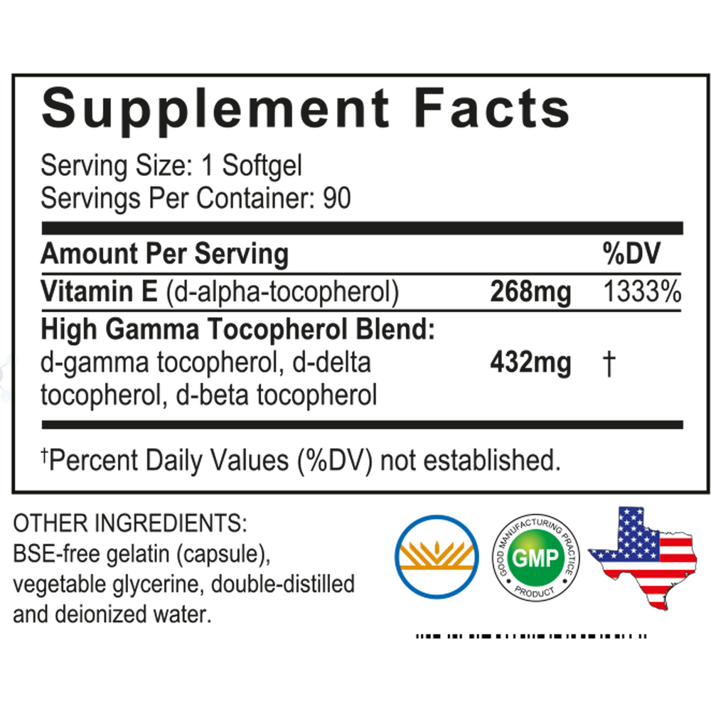 A.C. Grace UNIQUE E Mixed Tocopherols Concentrate - supplement facts label