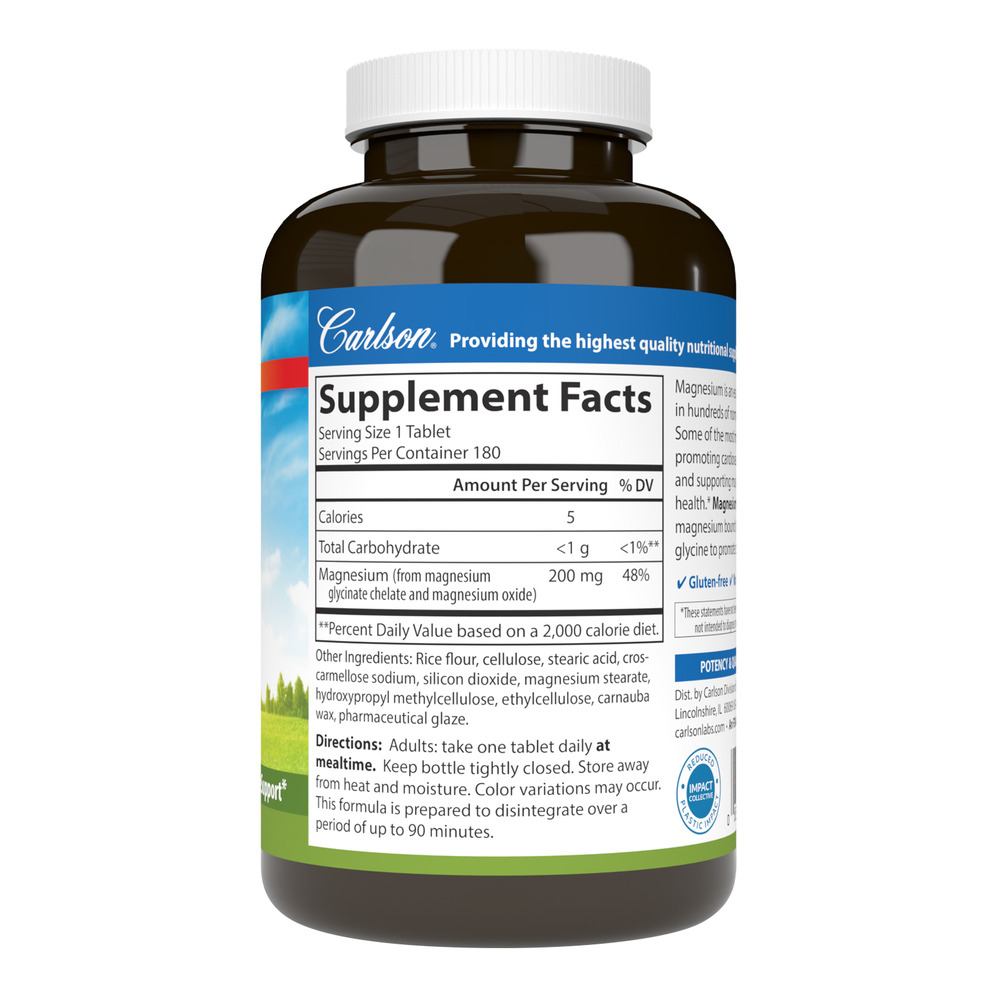 Magnesium Glycinate 200mg, 180 Tablets
