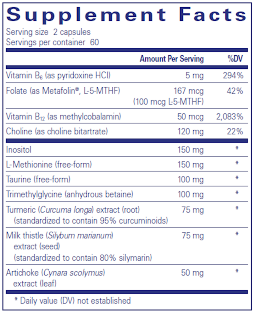 Lipotropic Detox with Metafolin® L-5-MTHF, 120 Capsules , Brand_Pure Encapsulations caps Emersons