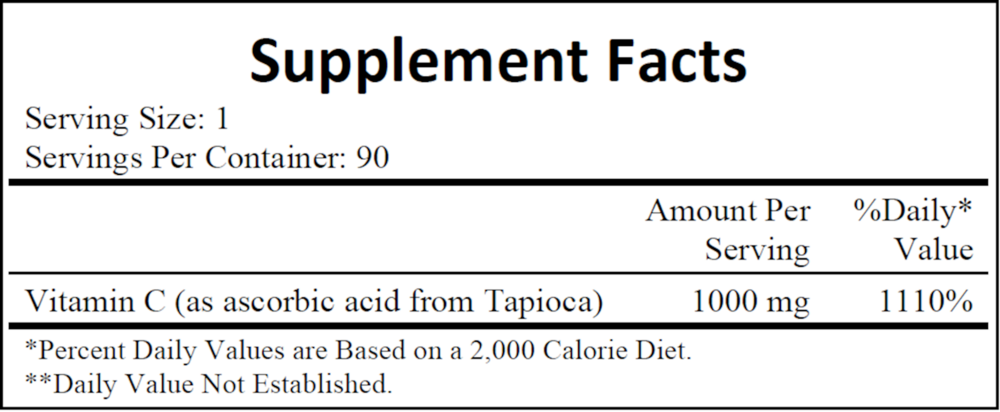 Vitamin C-1000 from Tapioca, 90 Capsules