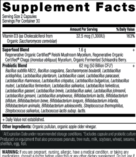 Ancient Nutrition Regenerative Organic Certified Women's Extra Strength Probiotics 50B - supplement facts