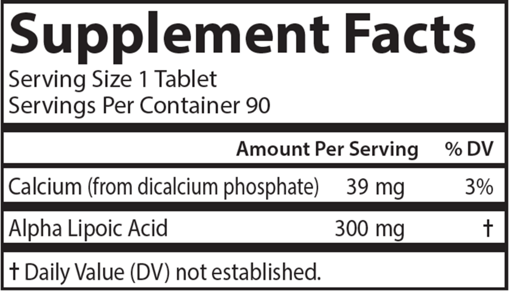 Alpha Lipoic Acid 300mg, 90 Tablets