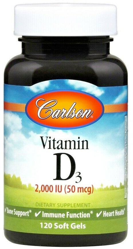 Vitamin D3, 2000 IU, 120 Softgels , Brand_Carlson Labs Form_Softgels Potency_2000 iu Size_120 Softgels softgels