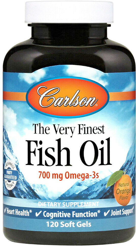 Norwegian The Very Finest Fish Oil, 700 mg of Omega-3s, Orange Flavor, 120 Softgels , Brand_Carlson Labs Flavor_Orange Form_Softgels Potency_700 mg Size_120 Softgels softgels