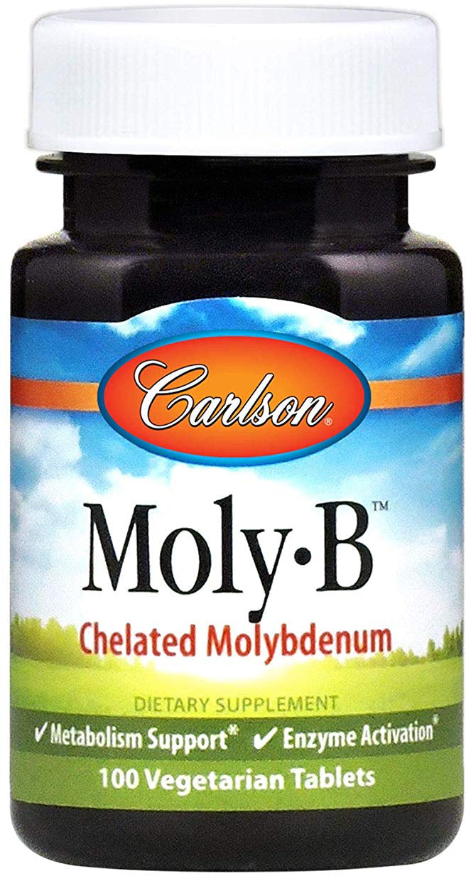 Moly-B Chelated Molybdenum, 100 Vegetarian Tablets , Brand_Carlson Labs Form_Vegetarian Tablets Size_100 Tabs tabs