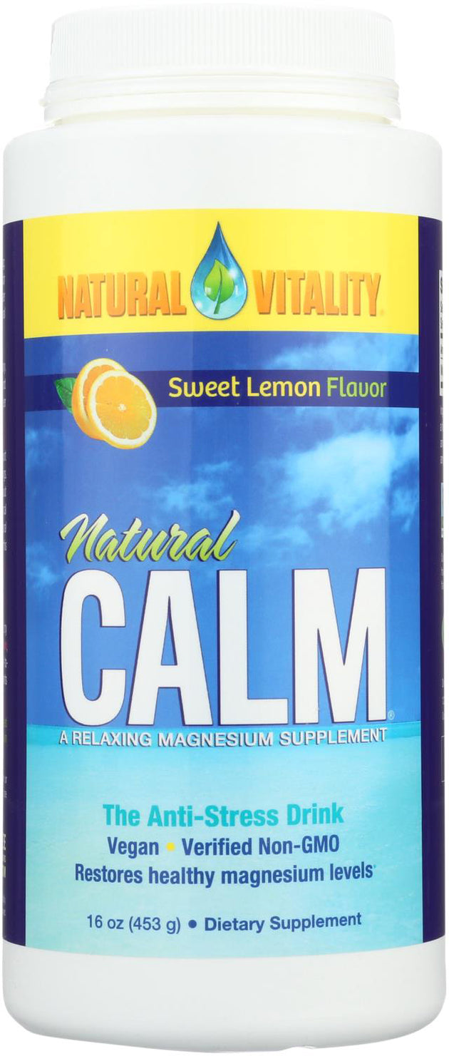 Natural Calm The Anti-Stress Drink, Sweet Lemon Flavor, 16 Oz 453 g) Powder