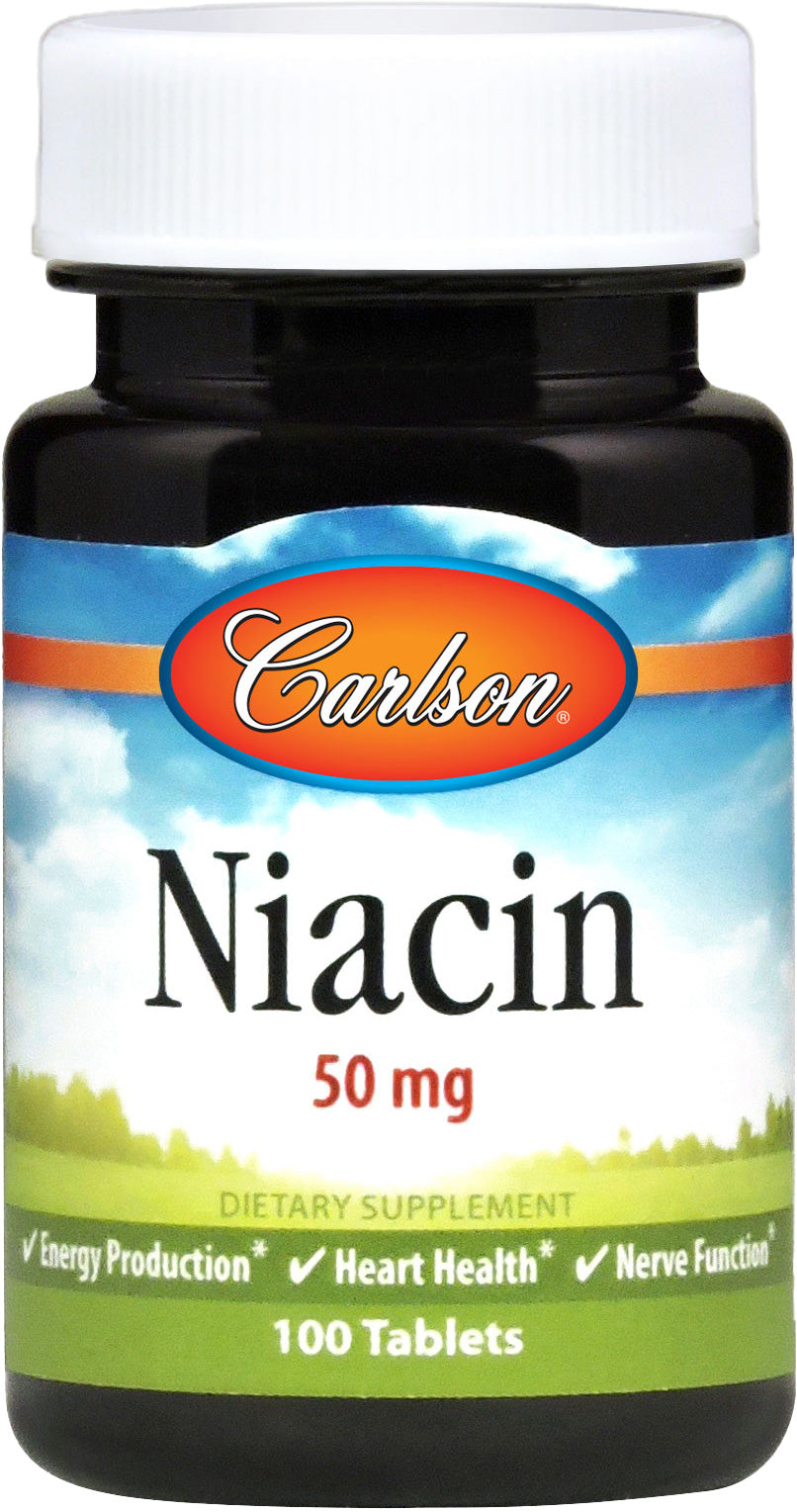 Niacin, 50 mg, 100 Tablets , Brand_Carlson Labs tabs