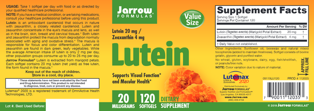 Lutein 20 mg, 120 softgels