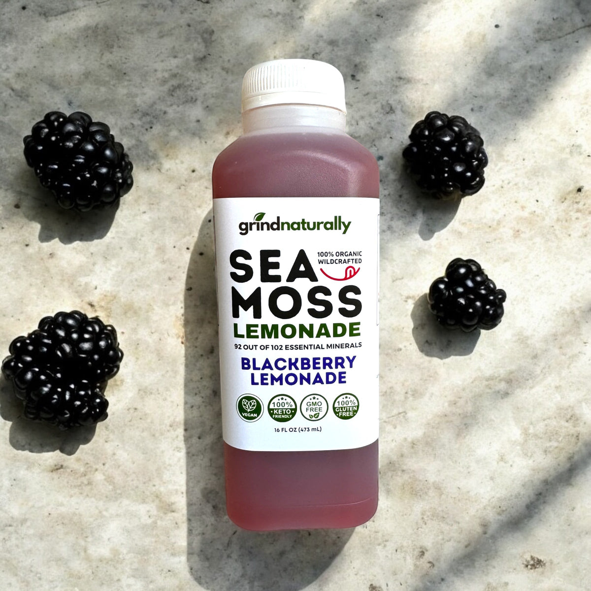 #1 Flavored Sea Moss Lemonade (16oz) Blackberry Lemonade , Grind Naturally Organics Shopify Collective