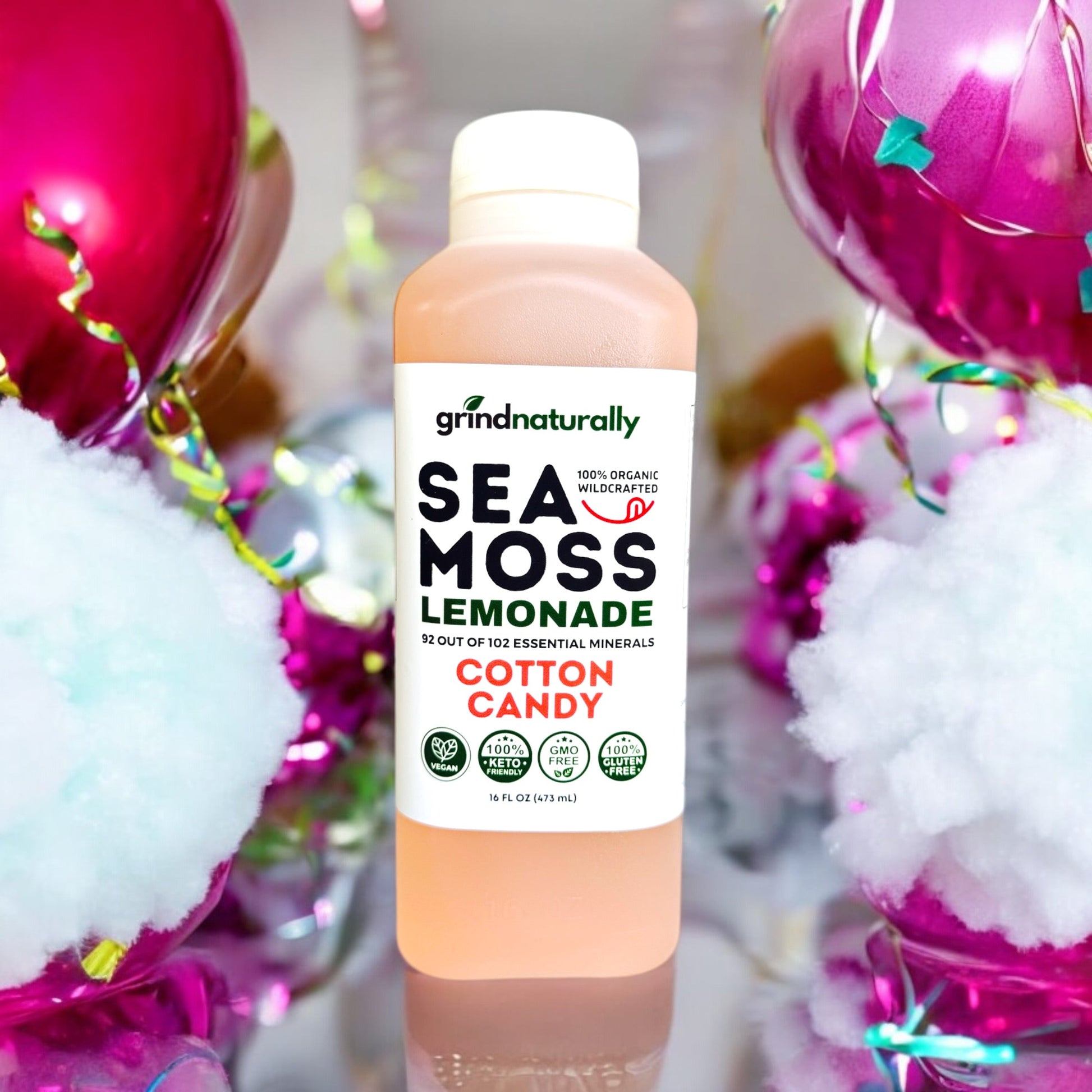 #1 Flavored Sea Moss Lemonade (16oz) Cotton Candy , Grind Naturally Organics Shopify Collective