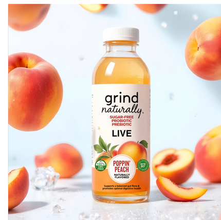 Poppin’ Peach Sea Moss Kombucha – Organic Gut-Boosting , Grind Naturally Organics Shopify Collective