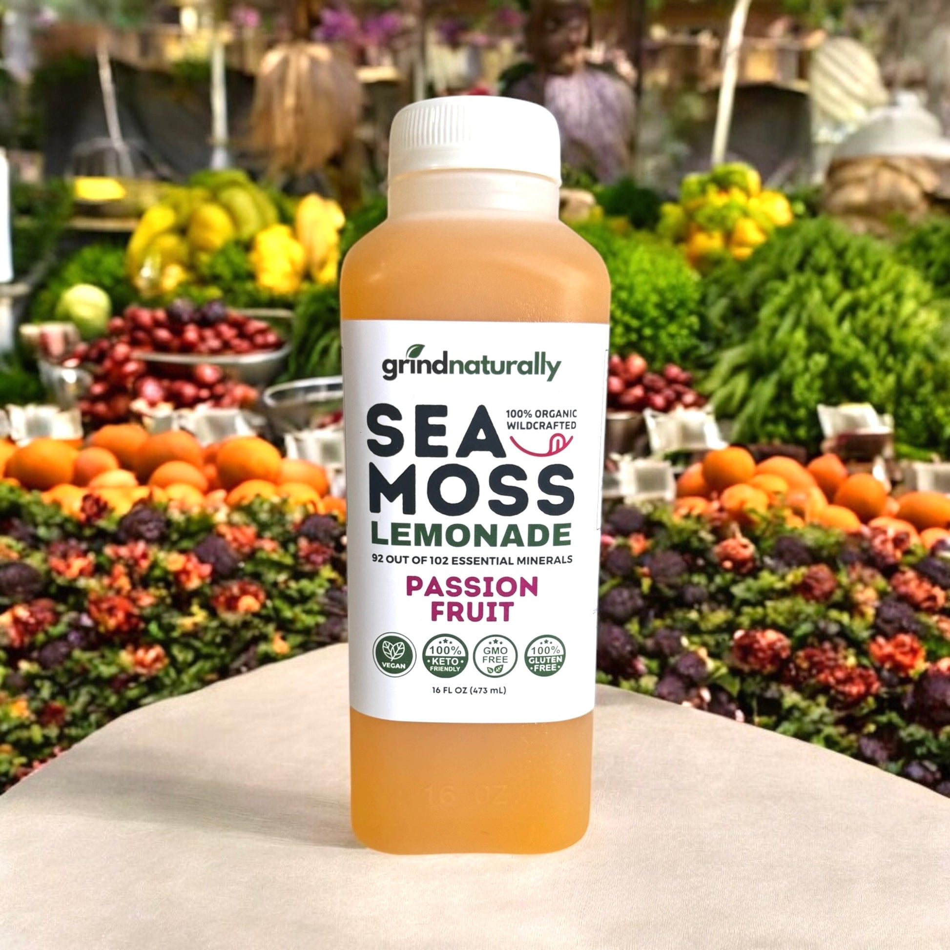 #1 Flavored Sea Moss Lemonade (16oz) Passion Fruit , Grind Naturally Organics Shopify Collective