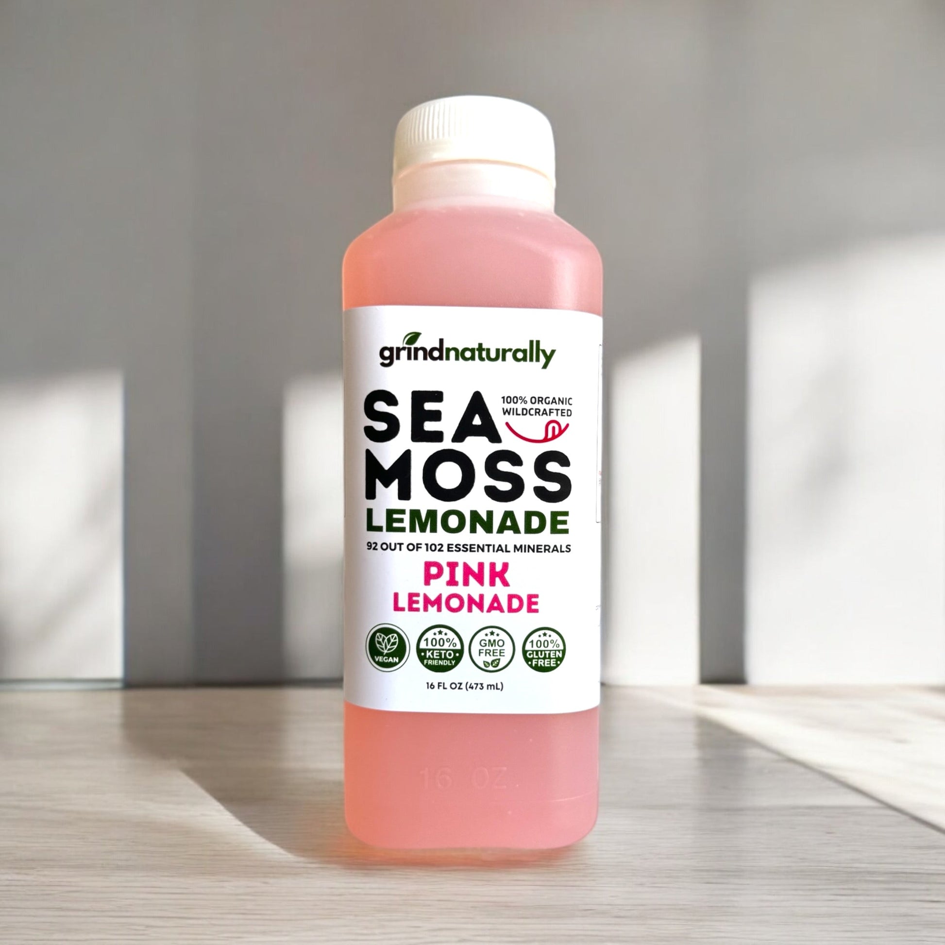 #1 Flavored Sea Moss Lemonade (16oz) Pink Lemonade , Grind Naturally Organics Shopify Collective