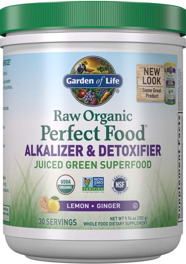 Raw Organic Perfect Food® Alkalizer & Detoxifier Juiced Green Superfood, Lemon and Ginger Flavor, 9.94 Oz (282 g) Powder , 20% Off - Everyday [On]