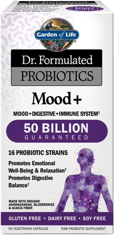 Dr. Formulated PROBIOTICS Mood+, 50 Billion CFU, 60 Vegetarian Capsules , 20% Off - Everyday [On]