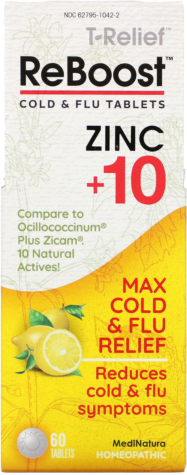 Reboost Zinc +10 Cold & Flu Tablets, Lemon Flavor, 60 Tablets , 20% Off - Everyday [On]