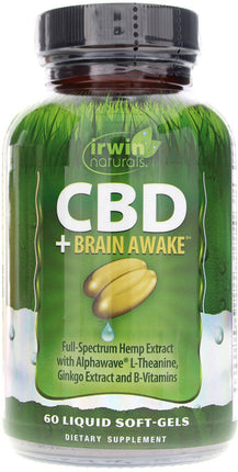 CBD + Brain Awake, 60 Liquid Softgels , Brand_Irwin Naturals Form_Softgels Size_60 Softgels