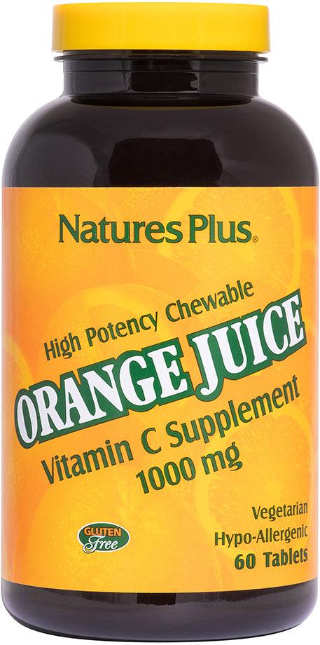 Orange Juice Vitamin C Chewable 1000 mg, 60 Vegetarian Chewables , Brand_Nature's Plus Potency_1000 mg Size_60 Chewables