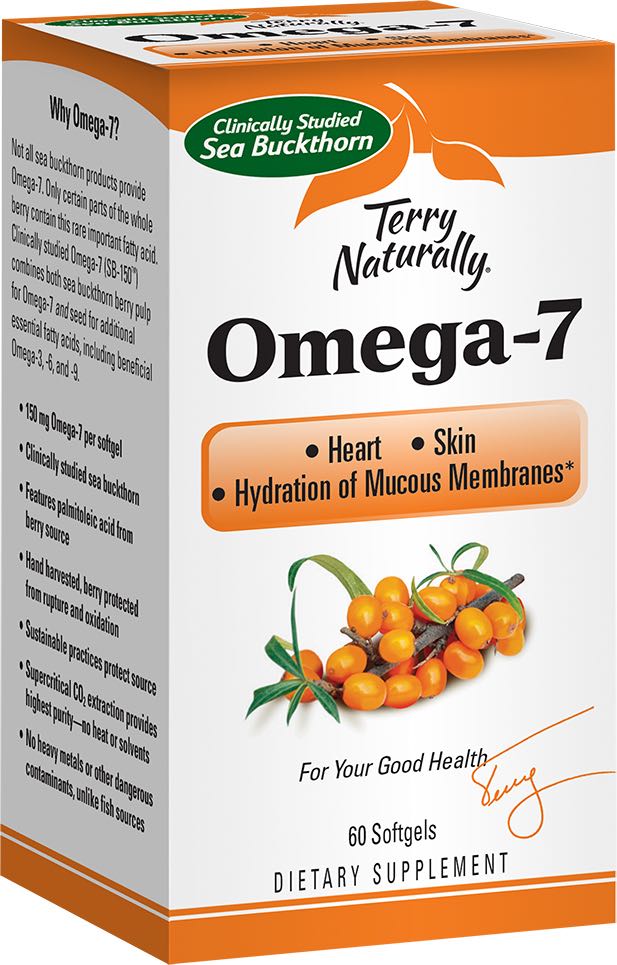 Terry Naturally Omega-7 Sea Buckthorn, 500 mg, 60 Vegan Softgels , Brand_Europharma Form_Vegan Softgels Potency_500 mg Size_60 Softgels