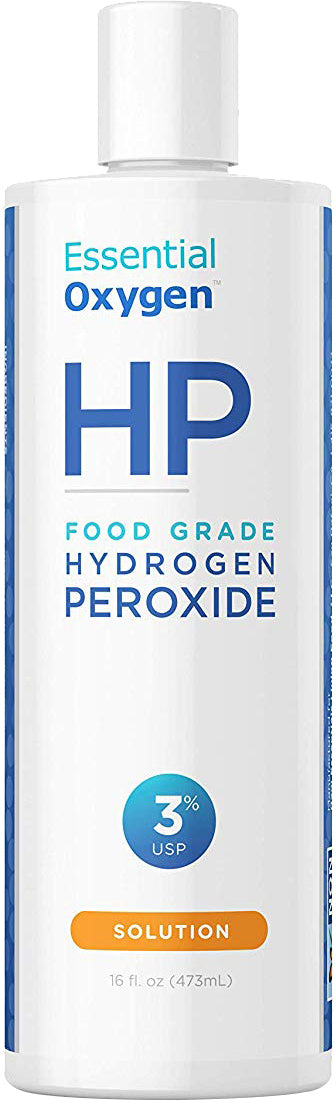 Food-Grade HP Hydrogen Peroxide, 3% USP, 16 Fl Oz (473 mL) Liquid , Brand_Essential Oxygen Form_Liquid Size_16 Fl Oz