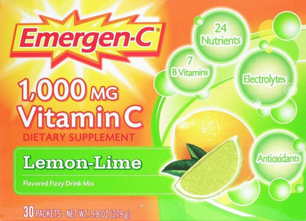 Emergen-C® 1000 mg Vitamin C, Lemon-Lime Flavor, 30 Packets , Brand_Alacer Flavor_Lemon-Lime Potency_1000 mg Size_30 Counnt