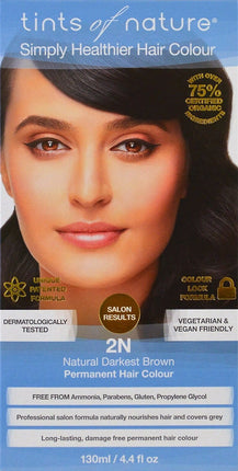 2N Natural Darkest Brown Permanent Hair Colour, 4.4 Fl Oz (130 mL) , Brand_Tints of Nature Form_Dye Size_4.4 Fl Oz