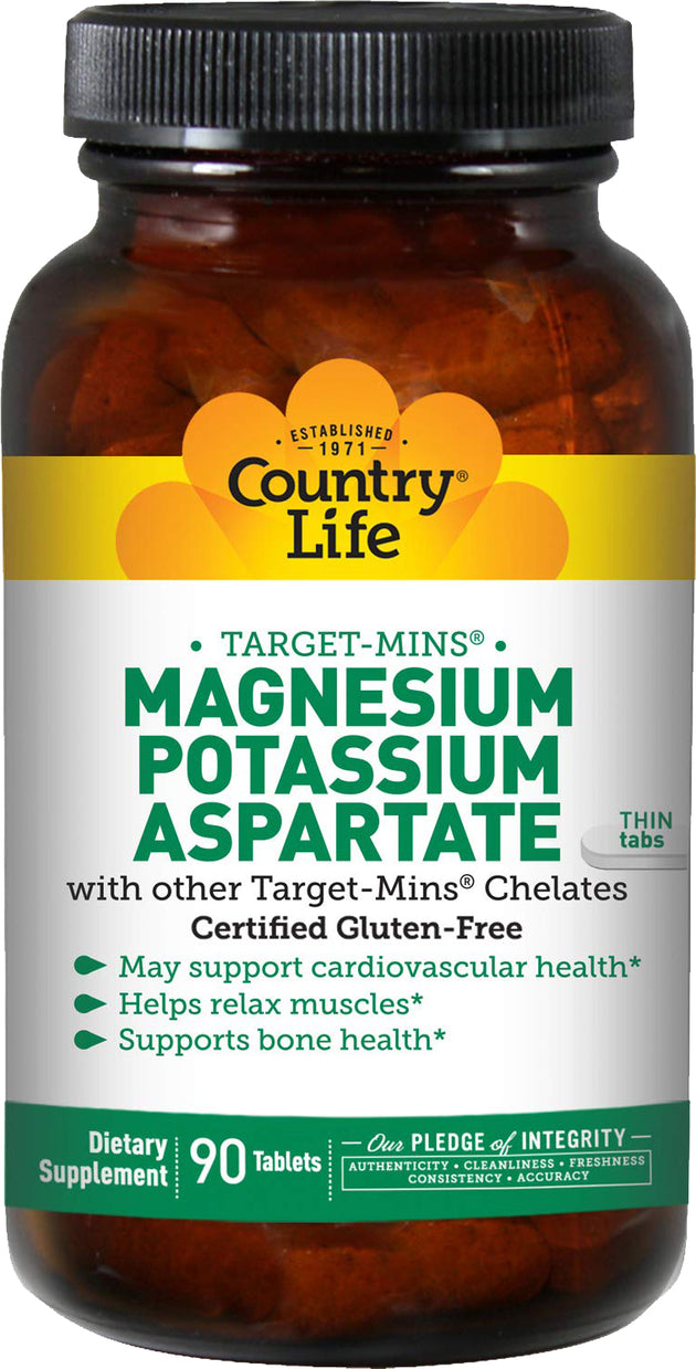 Magnesium Potassium Aspartate, 90 Tablets , Brand_Country Life Form_Tablets Size_90 Tabs