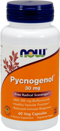 Pycnogenol&reg; 30 mg, 60 Veg Capsules , Brand_NOW Foods Form_Veg Capsules Potency_30 mg Size_60 Caps