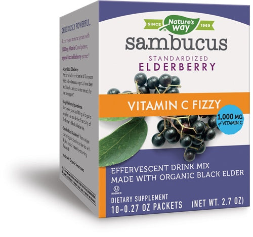 Sambucus Fizzy, (10) 0.27 oz packets (Net Wt. 2.7 oz) Packet , Brand_Nature's Way Form_Powder Packets Size_10 Count