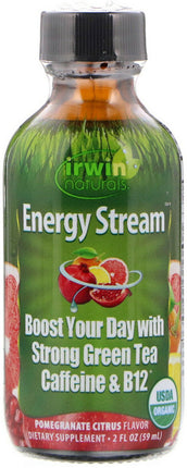 Energy Stream, Pomegranate Citrus Flavor, 2 Fl Oz (59 mL) Liquid , Brand_Irwin Naturals Flavor_Pomegranate Citrus Form_Liquid Size_2 Fl Oz