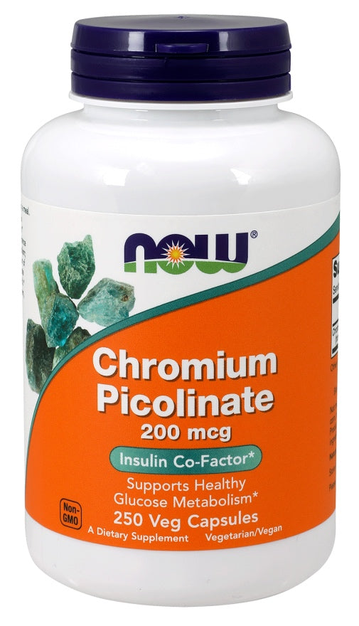 Chromium Picolinate 200 mcg, 250 Veg Capsules , Brand_NOW Foods Form_Veg Capsules Potency_200 mcg Size_250 Caps