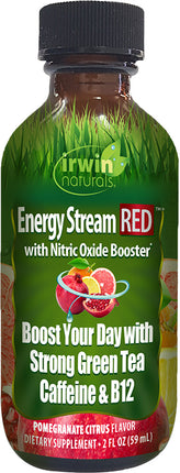 Energy Stream RED with Nitric Oxide Booster, Pomegranate Citrus Flavor, 2 Fl Oz (59 mL) Liquid , Brand_Irwin Naturals Flavor_Pomegranate Citrus Form_Liquid Size_2 Fl Oz