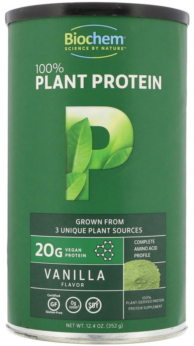 100% Plant Protein, 20 g of Vegan Protein, Vanilla Flavor, 12.4 Oz (352 g) Powder , Brand_Biochem Flavor_Vanilla Form_Powder Potency_20 g Size_12 Oz