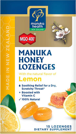 Manuka Honey Lozenges, MGO 400+, Lemon Flavor, 15 Lozenges , 20% Off - Everyday [On]